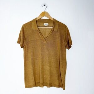 Hartford 100% Linen Short Sleeve Shirt Brown Size 2 US Medium / 6